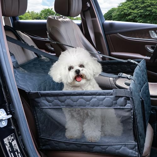 Dog Car Seat for Medium Small Dogs, Pet Car Seat with Adjustable Safety Belt & Storage Pockets, Breathable Waterproof Pet Car Seats Cover, Small Dog Seats for Dogs Under 30lbs (Medium, Black) - color: Black, size: Medium