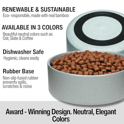Loving Pets - Dolce Bamboo - Eco-Friendly Pet Bowls & Dishes for Dog, Cats, Puppy Food and Water Dish -Sustainable and Dishwasher Safe, Made with Real Bamboo (Medium, Slate-Grey) - color: Slate Grey, size: Medium Dish