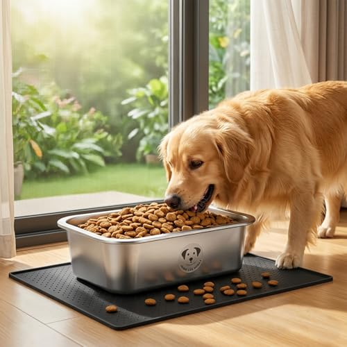 2 Pack Stainless Steel Dog Bowls for Large Dogs with Non-Slip Mat, High Capacity Metal Dog Food Bowls, Food and Water Bowl for Larges, X-Large, and Big Dogs 0.85 Gallons - color: 0.85 Gallons Bowls With Non-slip Mat