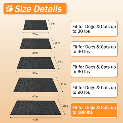 Chew Proof Dog Mat for Aggressive Chewers, 28" x 47" Machine Washable Dog Crate Pad Quilted Mat, Ultra-Durable Indestructible Pad for Large Dogs, Black Kennel Pad (X-Large) - size: 28"x47"