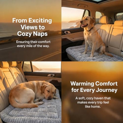59"x27.6" Thickened Backseat Dog Bed Mat, Upgraded Non-Slip Pet Car Seat Blanket with Laundry Bag, High-Resilience PP Cotton, Washable, for Backseat Extenders & Seat Covers, Grey - color: Grey