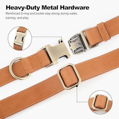 Plutus Pet Genuine Leather Dog Collar – Adjustable Pet Collar with Quick Release Metal Buckle, Soft Real Leather for Small Medium Large Dogs, Heavy Duty & Skin-Friendly (Light Brown, S) - color: Light Brown, size: S