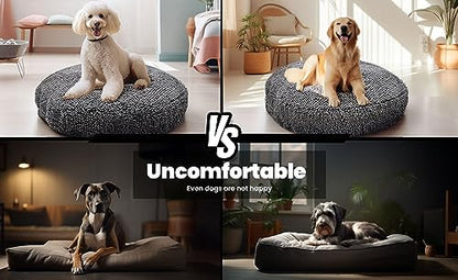 Muddy Mat® Cloud K-9 Bed for Dogs & Cats, Soft & Relaxing Round Dog Bed, Chenille Material, Removable Cover, Washable & Dryer Safe–Grey Large(40'x40') - color: Grey, size: Large (40''X40'')