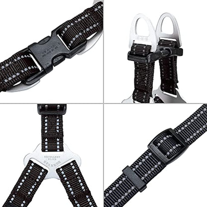 EXCELLENT ELITE SPANKER No Pull Dog Harness Adjustable Nylon Step-in Easy Pet Vest Chest Strap with Reflective and Leash Ring for Small Medium Large Breed Dogs Training Walking(Black-S) - color: Black, size: S