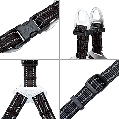 EXCELLENT ELITE SPANKER No Pull Dog Harness Adjustable Nylon Step-in Easy Pet Vest Chest Strap with Reflective and Leash Ring for Small Medium Large Breed Dogs Training Walking(Black-M) - color: Black, size: M