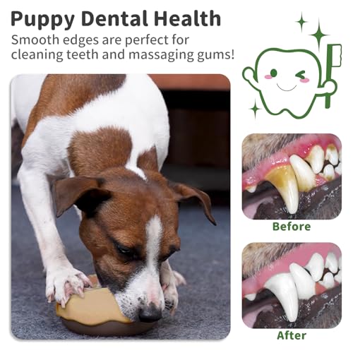 Dog Toys for Aggressive Chewers, Indestructible Squeaky Chew Toy to Keep Them Busy, Interactive Rubber Donut with Milk Flavor & Bounce, Teeth Cleaning for Small Medium Large Breed, Brown - color: Brown