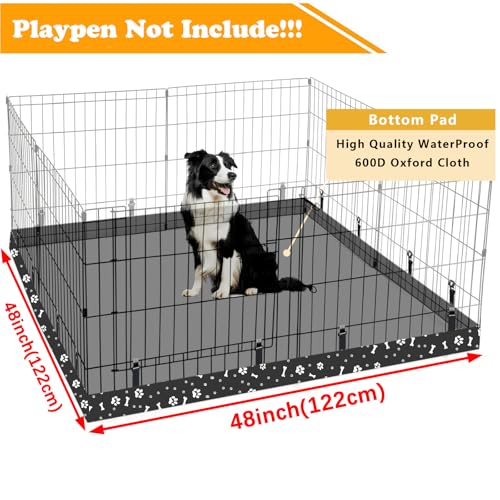 Dog Playpen Square Bottom Pad Fits for 48 Inch 8 Panels Metal Exercise Pet Playpen, Dog Crate Pad Puppy Playpen Pad, Elastic Buckles Connections.(Note: Playpen Not Included) -Black - color: Black