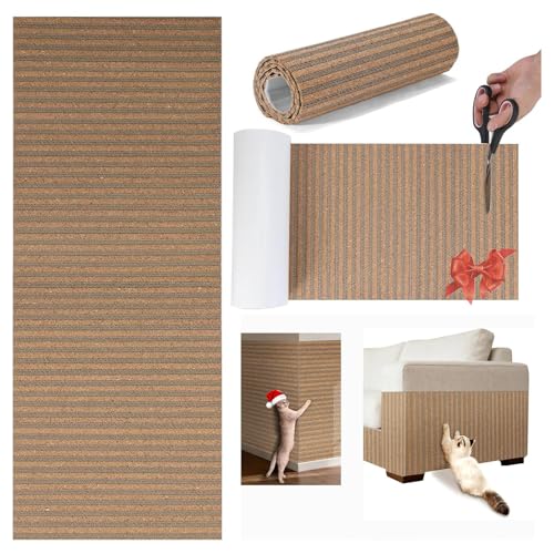 Natural Cork-Cat Scratch mat-Cat Scratch Pad Rug-cat Couch Protector-Scratch Furniture Protector for Post/Sofa/Floor-Wall Scratchers for Indoor-Carpets Scratching-Stretching-Kitty Gifts-Khaki 40*17IN