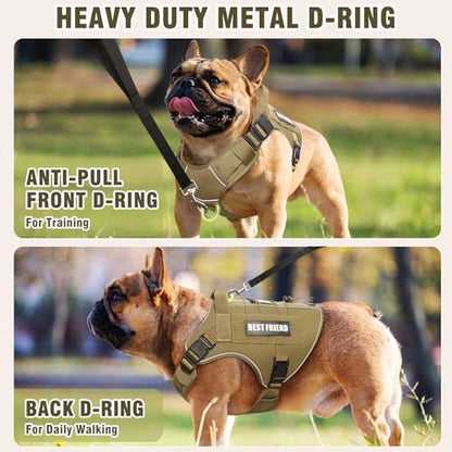 Tactical Dog Harness Small Sized Dog,No Pull Military Dog Vest with Handle,Reflective Heavy Duty Pet Harness for Walking Hiking Training Brown S - color: Brown, size: Small