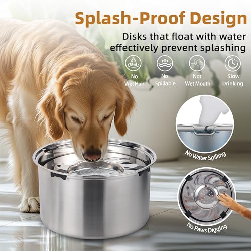 5.6L/1.5 Gallon Dog Water Bowl No Spill Stainless Steel No Spill Water Bowl for Dogs Large Capacity, Slow Water Feeder, No Splash Dog Water Bowls