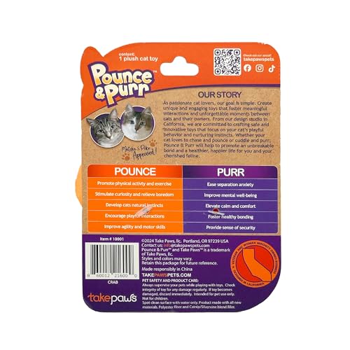 Pounce & Purr® Plush Cat Toys, Catnip & Silvervine Infused, Shiny Iridescent Accents, Interactive Play Toys for Cats & Kittens (Crab) - color: Crab