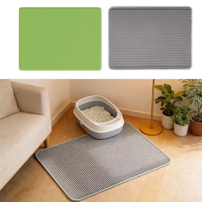 Foldable Pet Litter Mat with Textured Top Keeps Litter Contained and is Kind on Nails Control Pad - color: Green