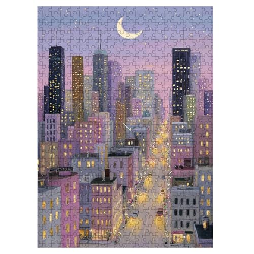 1000 Pieces Jigsaw Puzzles for Adults, Night City Moonlight Skyline Art Puzzle, Stress Relief Memory Training Brain Teaser Puzzle 29.5x19.7 Inch - color: Wooden Puzzle10, size: 1000 Piece pcs