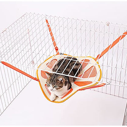 Orange Shape Design Pet Hammock, Hanging Adjustable Small Pet Hammock for Puppy, Cat, Rats, Ferret, Bunny, Hammock Bed with 4 Metal Hooks Suitable for Cage/Chair/Car/Outdoor