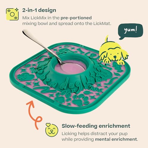 WOOF LickMat - Easy-to-Clean Lick Mat for Dogs - Slow Feeder Mat with Non-Slip Design - BPA-Free Silicone Lick Mat - Interactive Dog Toys - Lavender - color: Lavender
