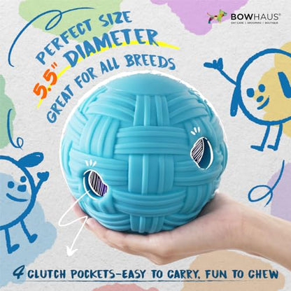 BOWHAUS Knitted Style Giggle Ball for Dogs, 5.5 Inch Interactive Dog Exercise Toys, Indestructible Fun Squeaky Chew Toy, Non-Toxic Durable PVC Chew Ball for Indoor Outdoor Play - style: Giggle Ball - Knitted Style
