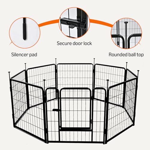 Amazon Basics Dog Playpen, 8 Panels Metal Fence with Door, Foldable for Indoor and Outdoor Use, Suitable for Small to Medium Sized Dogs, 30 Inch Height, Black - style: 8pcs-30"