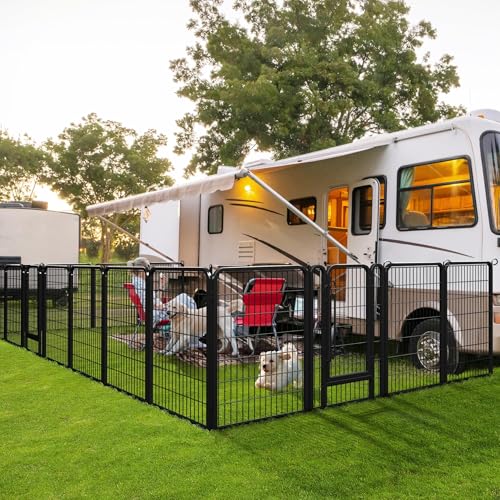 Yaheetech Dog Playpen, 40 Inch 8 Panels Heavy Duty Metal Pet Fence for Indoor Puppy Exercise Pen for RV Camping/Yard/Garden, Black - size: 40"