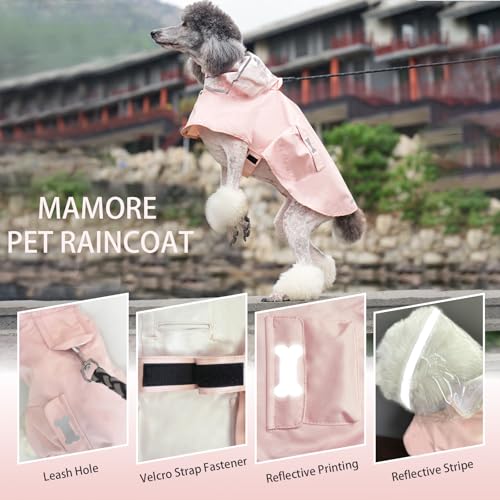 Dog Raincoat Waterproof, Adjustable Reflective Hooded Dog Rain Poncho with Leash Hole for Small Medium Large Dogs (Pink, Medium) - color: Pink, size: Medium(13-22lb)