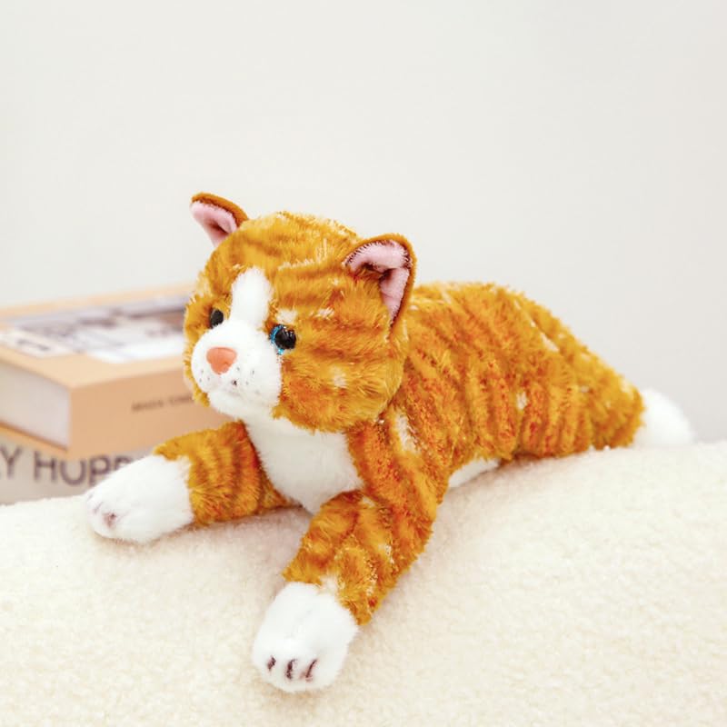 PEACH CAT Striped Cat Stuffed Animal 9.8" Realistic Kitten Plushies Soft Plush Toys Gifts for Kids Orange - style: 9.8“ Orange Cat