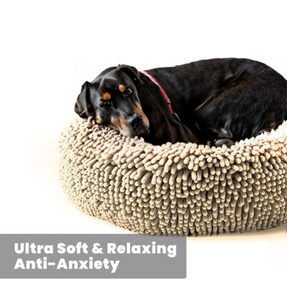 Muddy Mat®Cloud K-9 Bed for Dogs & Cats, Soft & Relaxing Donut Dog Bed, Chenille Material, Removable Cover, Washable & Dryer Safe–Beige Medium(35'x35') - color: Beige, size: Medium (35''X35'')