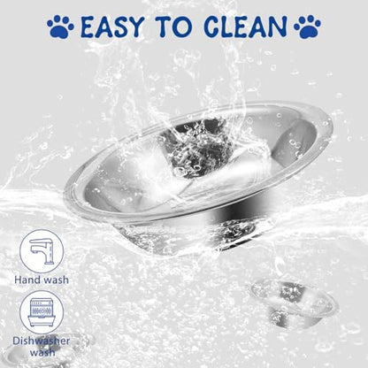 ZUFECY 2-Pack Cat Bowl Combo Set,7.1'' Stainless Steel Flat Plate & Deep Bowl, Dual-Purpose for Dry/Wet Food & Water Feeding