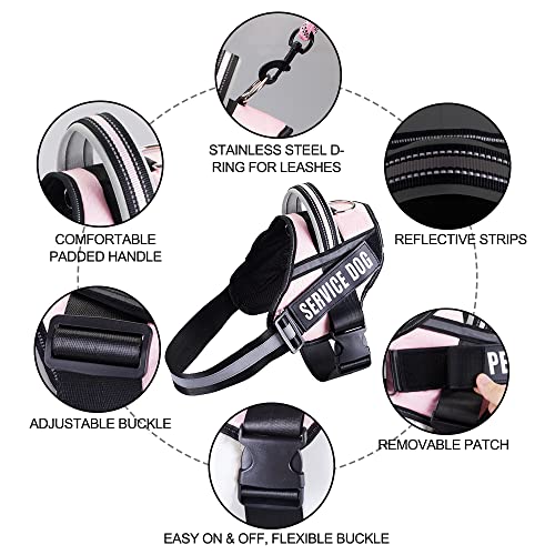 Dog Vest Harness and Patches Set, Animire in Training Service Dog Harness with 10 Dog Patches, Reflective Dog Vest with Handle for Small, Medium, Large, and Extra-Large Dogs - color: Pink, size: X-SMALL(Chest:14-19 Inch)