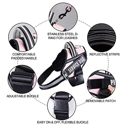 Dog Vest Harness and Patches Set, Animire in Training Service Dog Harness with 10 Dog Patches, Reflective Dog Vest with Handle for Small, Medium, Large, and Extra-Large Dogs - color: Pink, size: X-SMALL(Chest:14-19 Inch)