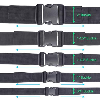 CooBigo 10 Pack Plastic Side Release Buckle 1" Dual Adjustable Outdoor Camping Tactical Backpack Belt Strap Webbing Bag Hardware Accessories 1" Dual Release Buckel Black - color: B#: 1"(10pcs)