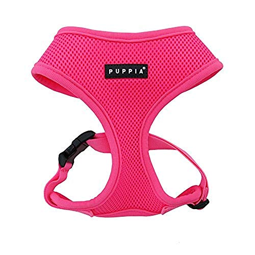 Puppia Soft Harness A - M Over-The-Head Soft Mesh Harness Neon Pink - color: PINK, size: Medium