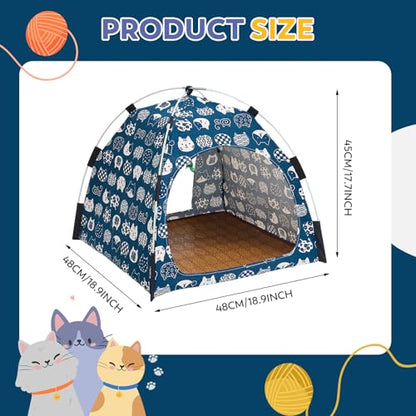Cat Tent Indoor Outdoor, Portable Pet Cave for Small Dogs & Kittens with Removable Cushion Non-Slip Bottom Foldable Travel Cat House