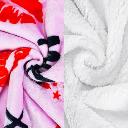 Catalonia Lips Print Sherpa Fleece Throw Blanket, Soft Mink Plush Couch Blanket, Fuzzy Fluffy Comfy Warm Throws, Comfort Caring Gift, 50x60 inches - color: Kiss Hot Pink, size: 50"x60"