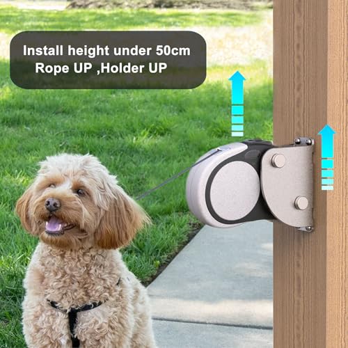 Heavy Duty Retractable Dog Leash Holder,Secure Dog Parking Station for Hands-Free Convenience,Rustproof&Chewproof Wall Mount Hook,Indoor-Outdoor Safety Anchor for All Dog Sizes - size: Standard