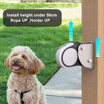 Heavy Duty Retractable Dog Leash Holder,Secure Dog Parking Station for Hands-Free Convenience,Rustproof&Chewproof Wall Mount Hook,Indoor-Outdoor Safety Anchor for All Dog Sizes - size: Standard
