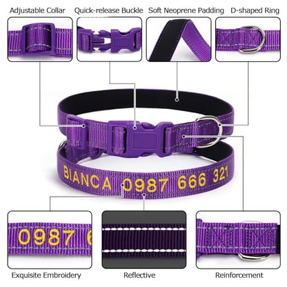 Padded Dog Collar,Soft Neoprene Personalized Pet Collar,Custom Embroidered Pet Name and Phone Number,Breathable Nylon Dog Collars,Quick Release Snap Buckle Dog Collar,Orange - color: Orange
