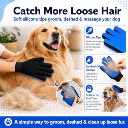 NVNAN 3 PCS Pet Hair Removal Glove and Pet Grooming Glove Kit for Cats & Dogs, Pet Hair Gloves & Dog Washing Gloves ，Reusable Magic Brush Pet Hair Remover Tool for Laundry，Carpet,Car Seat，Couch - color: Big Fabric Pet Hair Gloves+Pet Grooming Brush