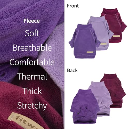 Fitwarm 3 Pack Classic Fleece Dog Sweater, Turtleneck Dog Sweatshirt, Dog Winter Clothes for Small Dogs Boy Girl, Pet Pullover Jumper, Cat Apparel, Purple, MediumPurple, Dark Red, Small - color: Purple-MediumPurple-FireBrick, size: Small