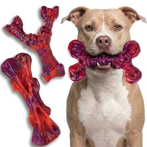 Kseroo Indestructible Dog Toys for Aggressive Chewers: 3-Pack Beef Flavored Hard Nylon Dog Chew Toys for Medium & Large Dogs(25-90lbs), Tough Super Chewer Dog Bones Toys to Keep Them Busy, Red - color: 3PC-Beef-Red