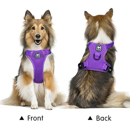 PoyPet Reflective Soft Breathable Mesh Dog Harness No Choke Double Padded Vest Adjustable(Purple,XS) - color: Purple, size: XS