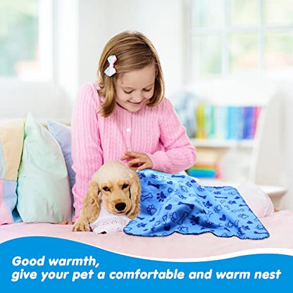 Chumia 28 Pieces Puppy Blanket Bulk Small Fleece Pet Blanket for Puppy Dogs Kitten Cats Pets Soft Warm Paw Print Sleep Mat Bed Covers, 28 Styles(27.5 x 39.3 Inch) - size: 27.5 x 39.3 Inch