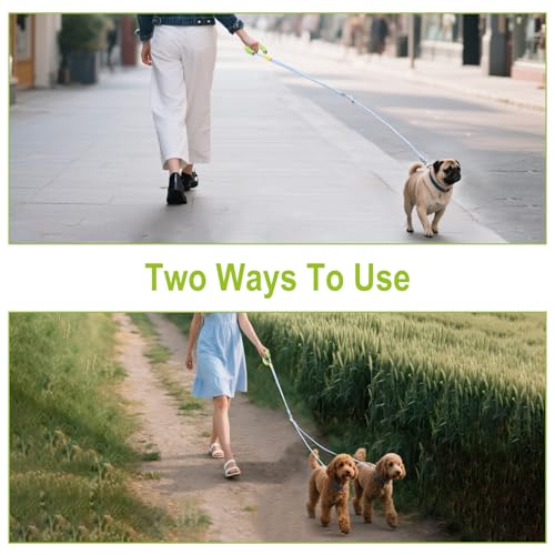 Double Dog Leash for Two Dogs,Dual Hands Free Heavy Duty Dog Leashes,360 Swivel No Tangle Walking Leash,Soft Padded Handle,Adjustable Crossbody Waist Belt Rope for Small Medium Large Dogs,Blue - color: Blue