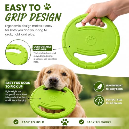 Dog Flying Disc, Durable Soft EVA Flying Ring for Aggressive Chewers, Interactive Fetch & Training Toy, Floats in Water, Safe on Teeth & Gums, Beach Pool Play(Green) - color: Green