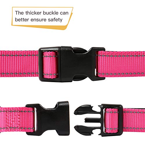 HEELE Dog Collar, Reflective Dog Collar, Soft Neoprene Padded Breathable Nylon Pet Collar Adjustable for Small Dogs Puppy, Rose, XS(7.87-11.81") - color: Rose, size: X-Small (7.87-11.81")