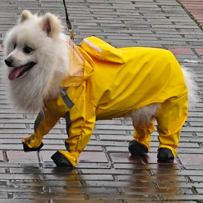 Dog Raincoat with Boots,Waterproof Dog Raincoats with Hood,Raincoat with Reflective Strap, Lightweight Rain Jacket with Leash Hole (Yellow Flower (Detachable Tail), XXL (14-17lb)) - color: Yellow Flower (detachable tail), size: XXL (14-17lb)
