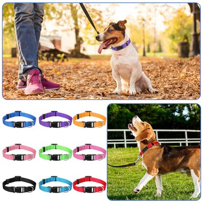 JIEYAO 27 Pcs Colorful Dog Collars for Small Medium Dog, Nylon Adjustable Puppy Collars with Quick Release Buckle 9 Colors Pet Collar Bulk for Walking Training