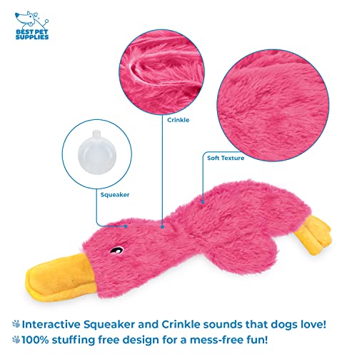 Best Pet Supplies Interactive Squeaky Dog Chew Toy, Ideal Dog Toys for Chewers, Small, Medium & Large Dogs, and Fetch Lovers - Crinkle Duck (Light Pink), Large - color: Crinkle Duck (Light Pink), size: Large