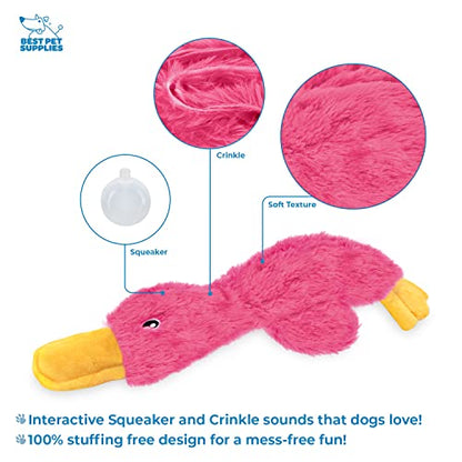 Best Pet Supplies Interactive Squeaky Dog Chew Toy, Ideal Dog Toys for Chewers, Small, Medium & Large Dogs, and Fetch Lovers - Crinkle Duck (Light Pink), Large - color: Crinkle Duck (Light Pink), size: Large