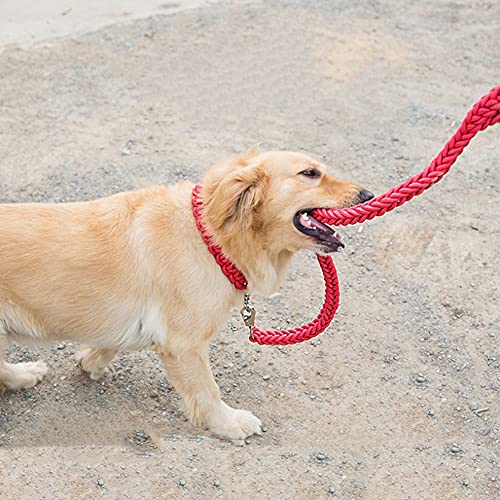 Love Dream Dog Collar and Leash Set, Heavy Duty Nylon Braided Rope Strong 4 FT Dog Leash and Martingale Training Collar for Small Medium Large Dogs Training and Walking (Red) - color: Red, size: Medium (Thick 1.5cm)
