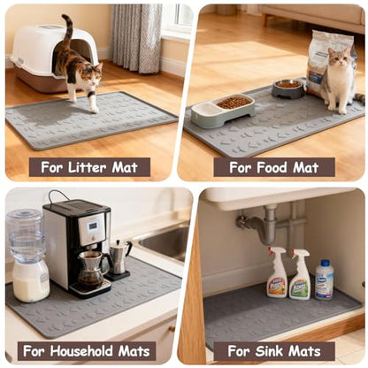 Cat Litter Mat, Large 34" x 22" Silicone Mat Litter Trapping Mat for Litter Box,Waterproof Easy To Clean,Foldable Litter Pad
