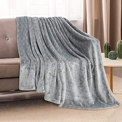 TOONOW Fleece Blanket Twin Size -320GSM Lightweight Fuzzy Soft Textured Flannel Blankets for Couch, Sofa, Bed, 60x80 inchs,Light Grey - color: Light Grey, size: Twin- 60" x 80"